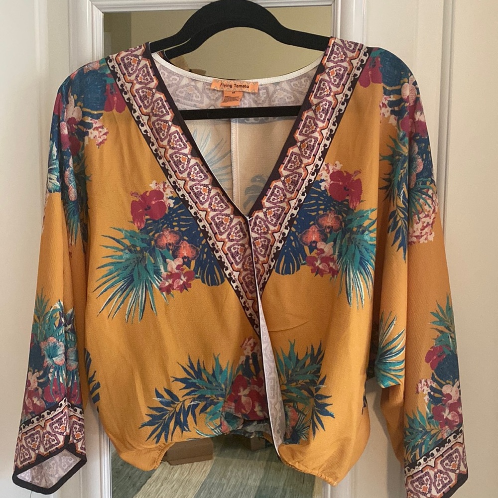 Flying Tomato tropical cropped blouse